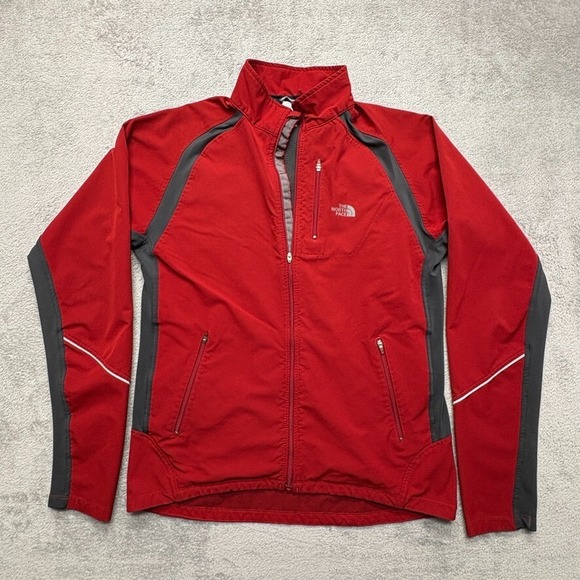 Vintage The North Face Windbreaker Full Zip Jacket Mens M Red Thumb‎ Hole Lined - Picture 1 of 7